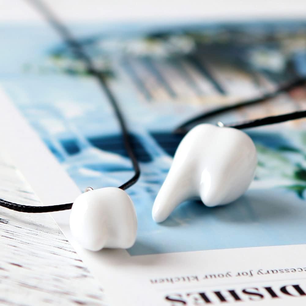 Resin Tooth Shape Pendant Necklaces Ð Black Waxed Cord Necklace - Image 5