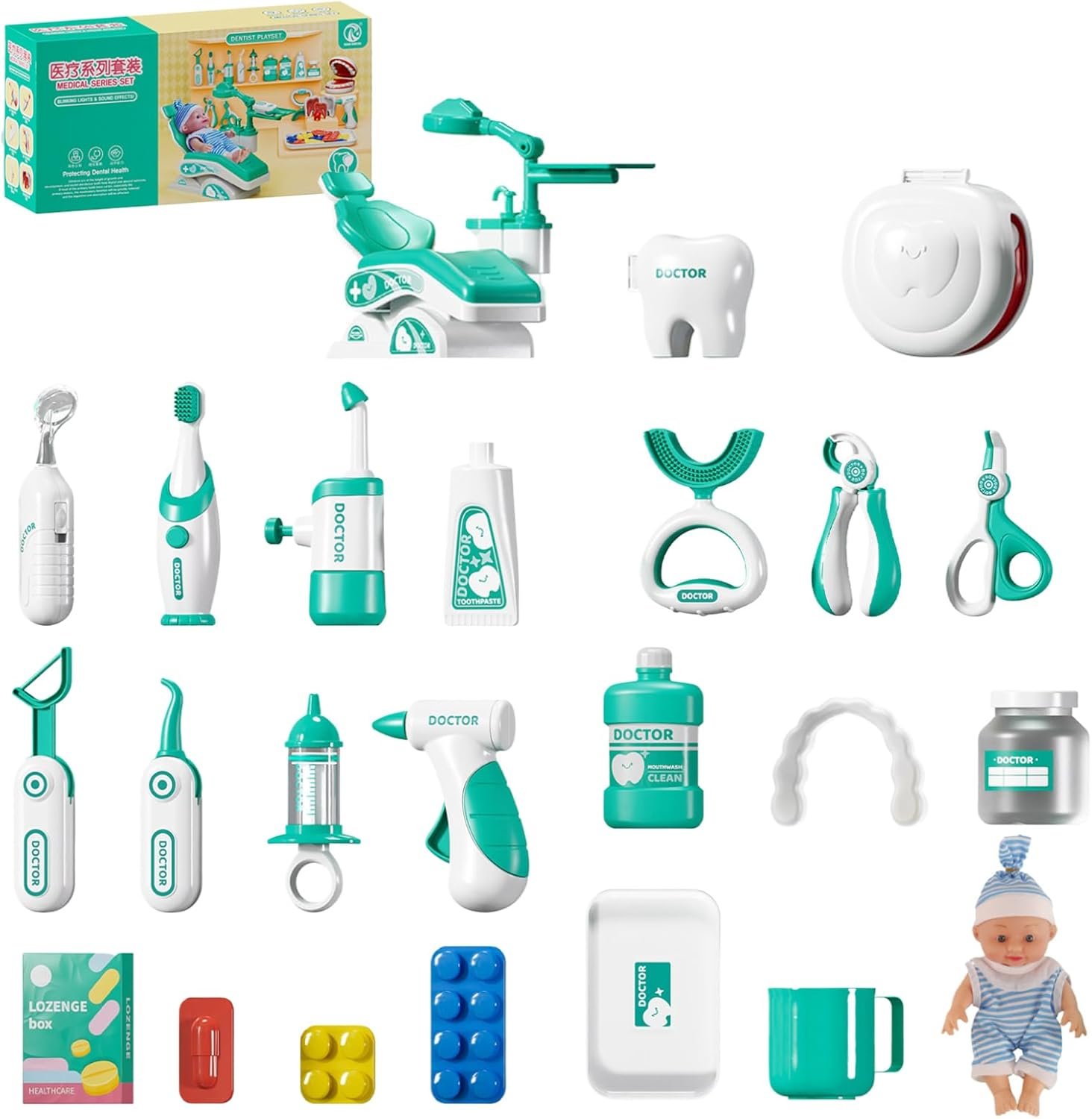 Kids Pretend Doctor Toy Dental Clinic Play Set - Image 7