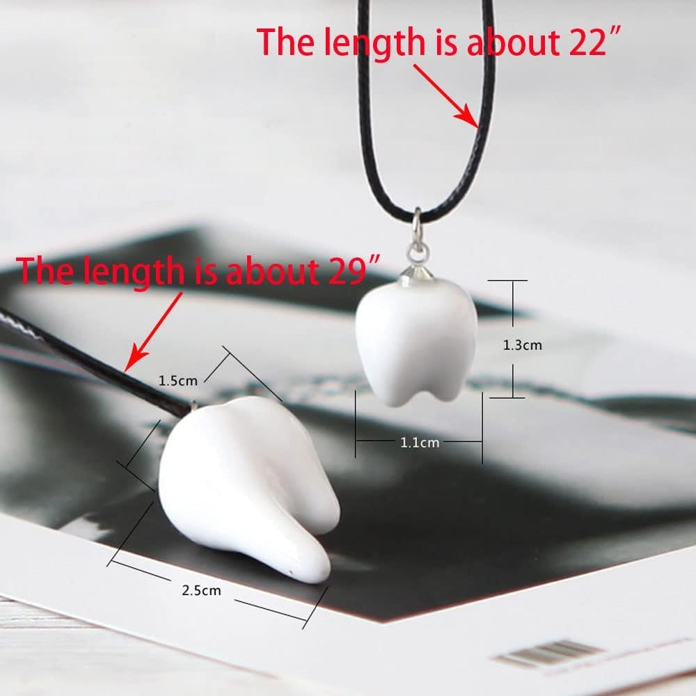 Resin Tooth Shape Pendant Necklaces Ð Black Waxed Cord Necklace - Image 4