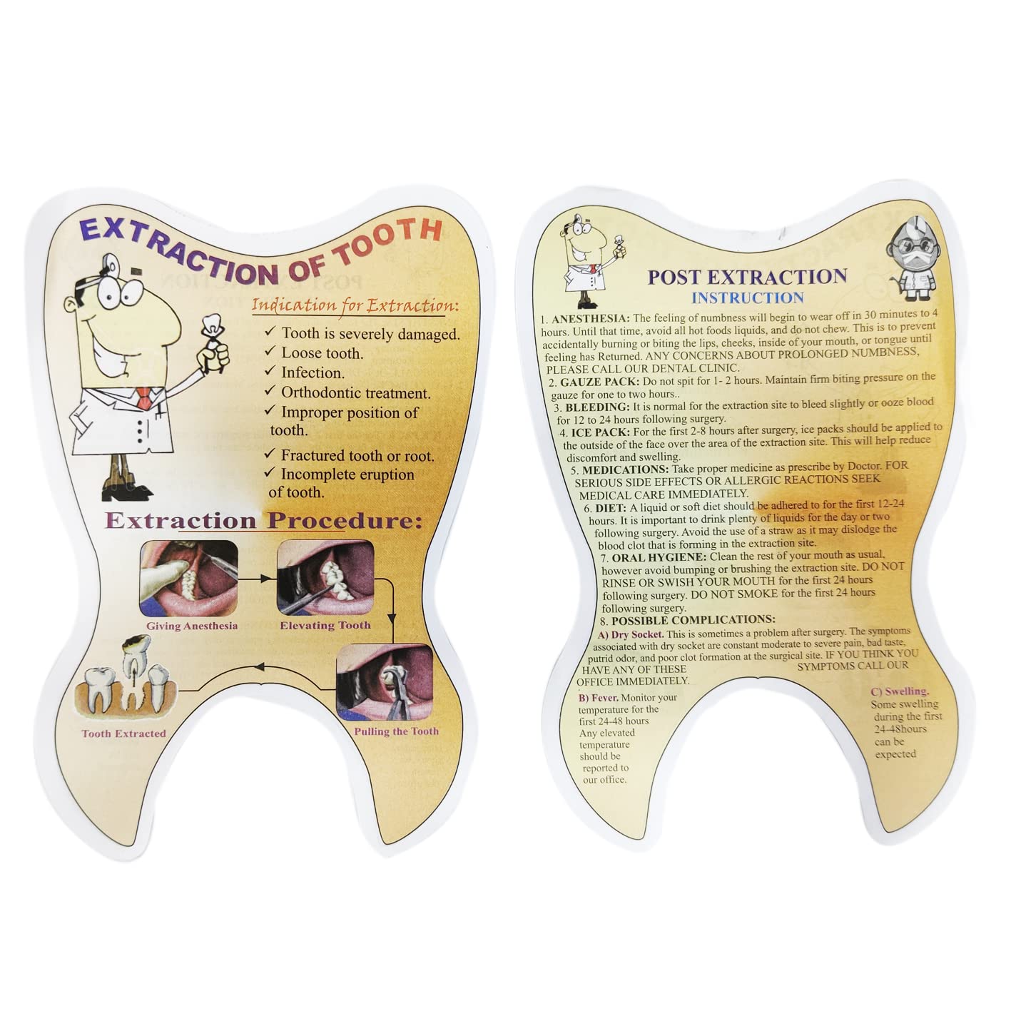 Unique Dents Extraction Of Tooth Educative Pads, Brouchers, Templates, Patient Education Material, Patient Education booklets, Patient Educational Leaflets/Set of 4 pads